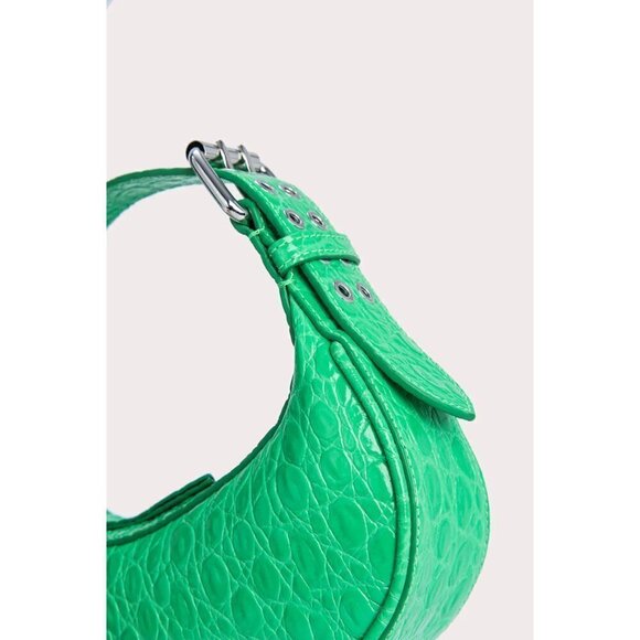 By Far Mini Soho Super Green Circular Croco Embossed Leather- Color Super Green - Picture 8 of 10